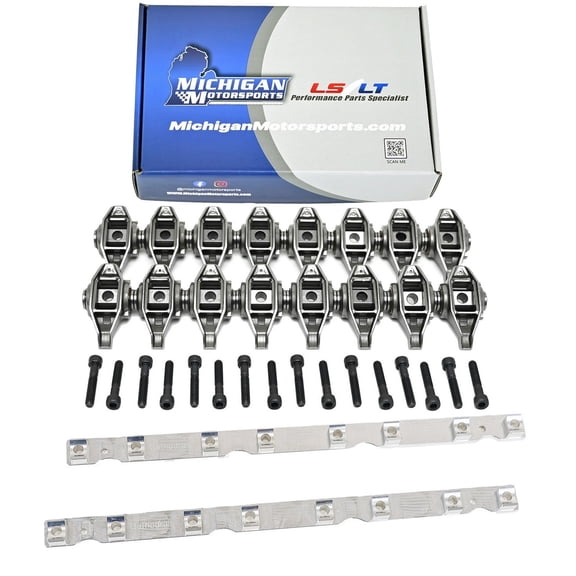 Michigan Motorsports LS1 Rocker Arms with Bronze Bushing Trunnion Kit Installed and Billet Stands 4.8 5.3 5.7 6.0 LS1 LS2 LM7 LC9 L33 L59 LMG LMF LQ4 LQ9