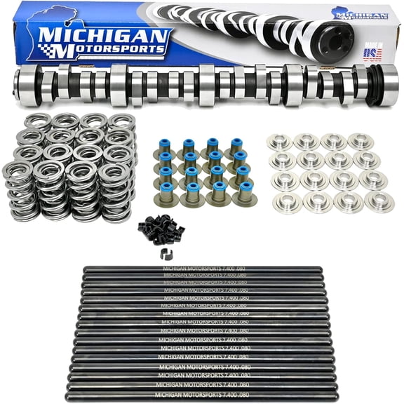 Michigan Motorsports Stage 1 LS Burnout Camshaft Kit | Fits 4.8L 5.3L 5.7L 6.0L 6.2L LS1 LS2 LS3 L99 LM7 LQ4 LC9 L96 | Head Turning Idle (Cam, Springs w/Titanium Retainers, Chromoly Pushrods)