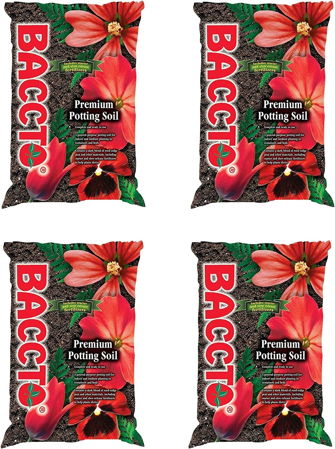 Michigan Peat 1225 Baccto Premium Potting Soil, 25Pound Four Pack
