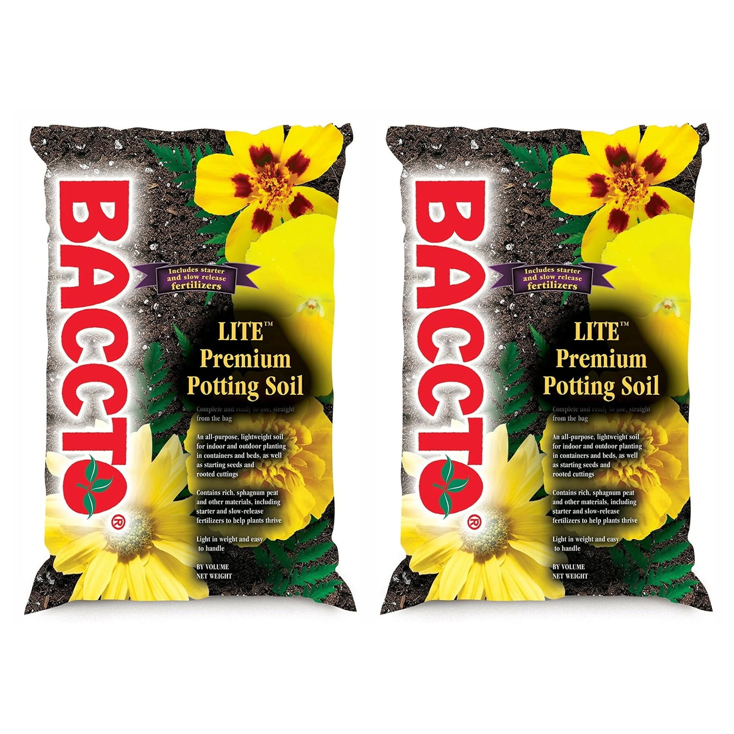 Michigan Peat Baccto Lite Premium Outdoor Potting Soil, 20 Quart (2 Pack)