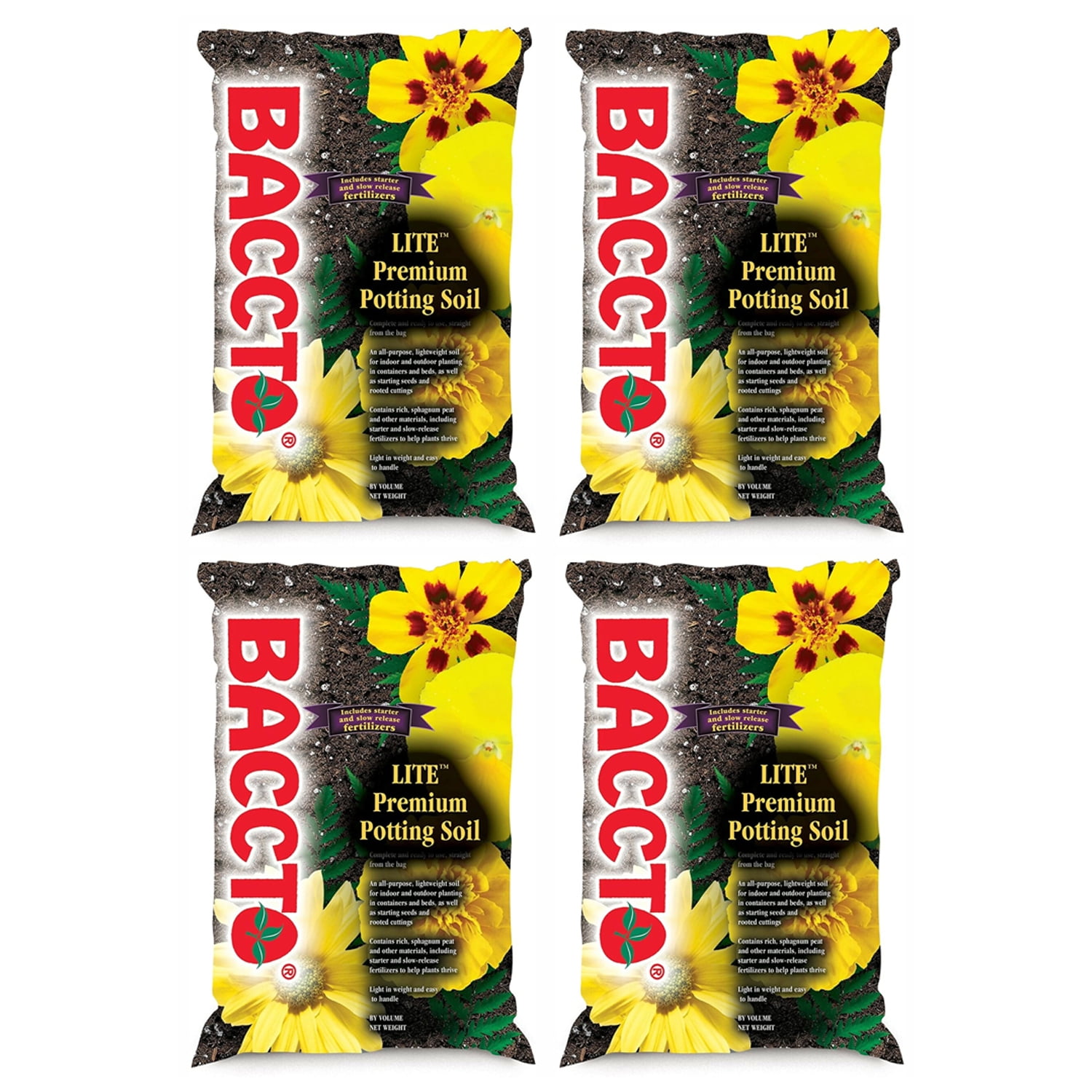 Michigan Peat Baccto Lite Premium Outdoor Potting Soil, 20 Quart (4 Pack)