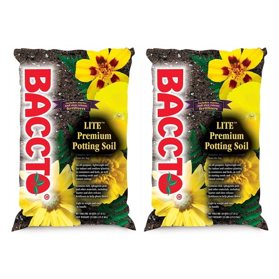 Michigan Peat Baccto Lite Outdoor Potting Soil, 40 Quart Bag, 2 Pack for plants