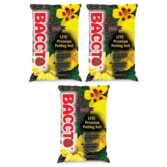 Michigan Peat Baccto Lite Premium Outdoor Potting Soil, 40 Quart (3 Pack)