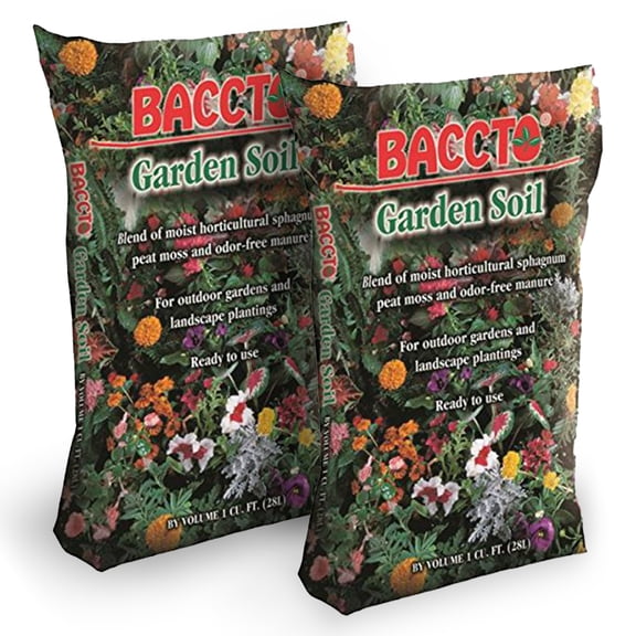 Michigan Peat Company BACCTO Garden Soil for Plants and Vegetables, 1 Cubic Foot, 2 Pack