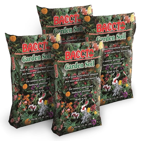 Michigan Peat Company BACCTO Garden Soil for Plants and Vegetables, 1 Cubic Foot, 4 Pack