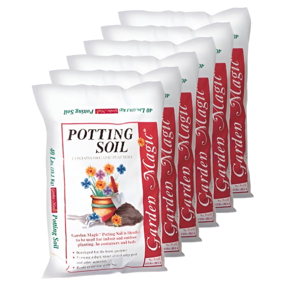Michigan Peat Company Garden Magic General Purpose Potting Soil Mix, 40 lb Bag, 6 Pack