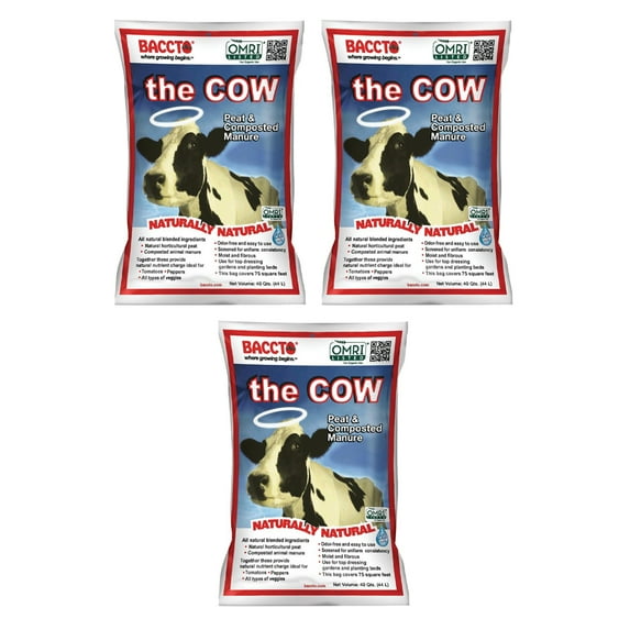 Michigan Peat Wholly Cow Horticultural Compost & Manure, 40 Qt (3 Pack)