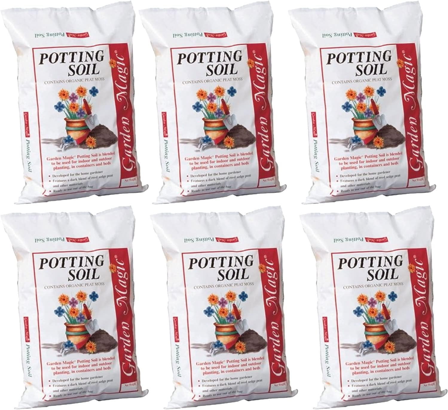 Michigan Peat General Purpose Potting Soil Mix for Indoor Outdoor Planter Container Plant Flower Gardening, 20 Pound Bag (6 Pack)