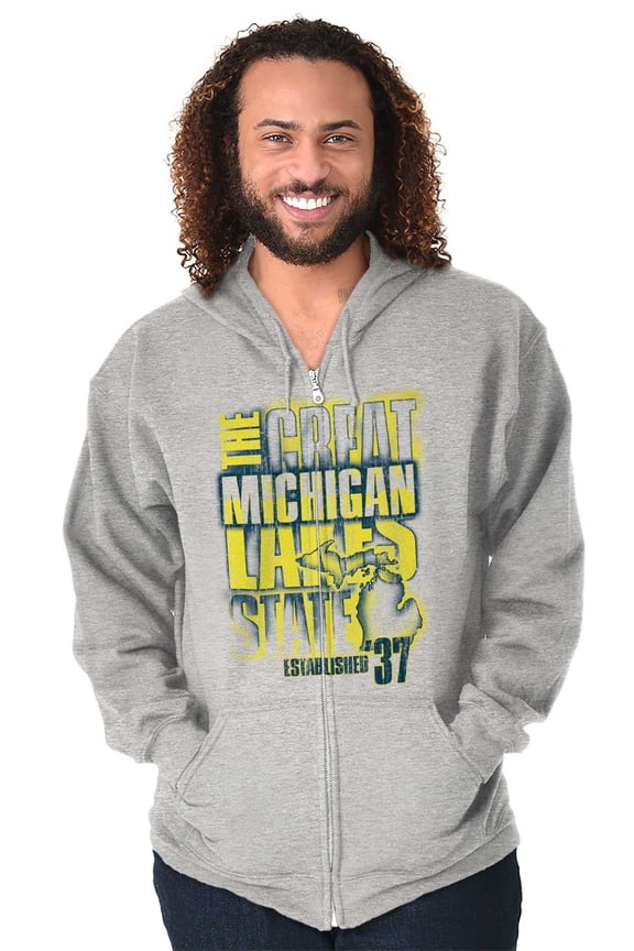 Michigan Pride Retro Distressed Logo Zip Up Hoodie Men's Women's Brisco Brands X