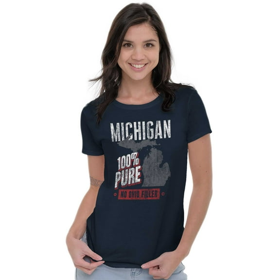 Michigan Pure Funny Ohio Rivalry Womens Slim Fit Graphic Tee Brisco Brands X