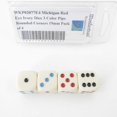 thumbnail image 1 of Michigan Red Eye Ivory Dice with 3 Color Pips Rounded Corners 19mm (3/4in) Pack of 4 Wondertrail, 1 of 1
