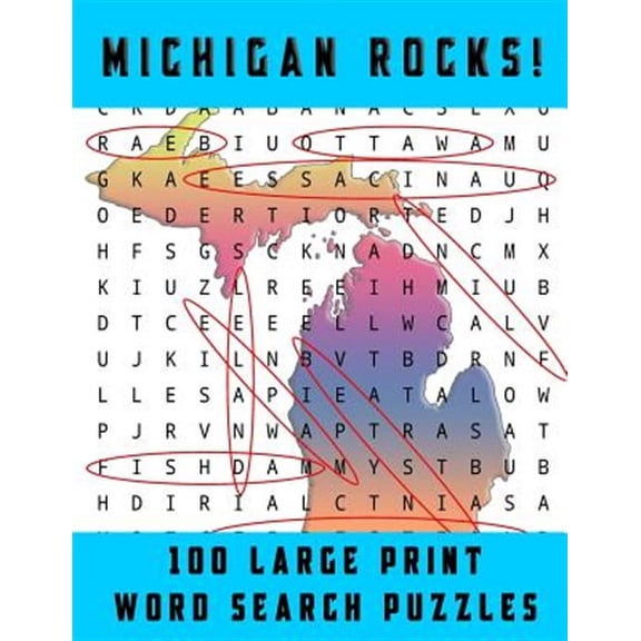 Michigan Rocks!: Large Print Word Searches Related to the Great Lakes State (Paperback)(Large Print)