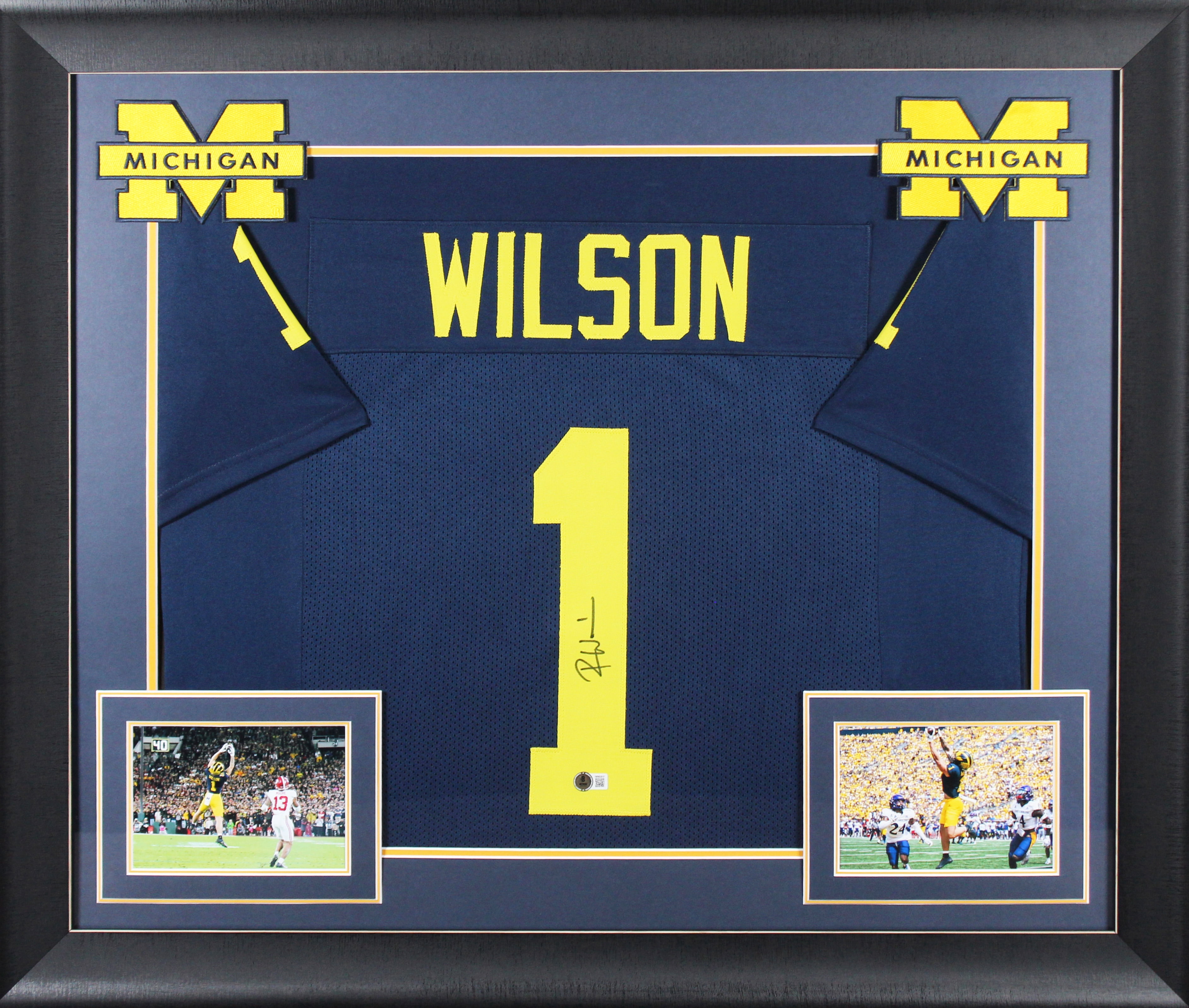 Michigan Roman Wilson Authentic Signed Navy Blue Pro Style Framed ...