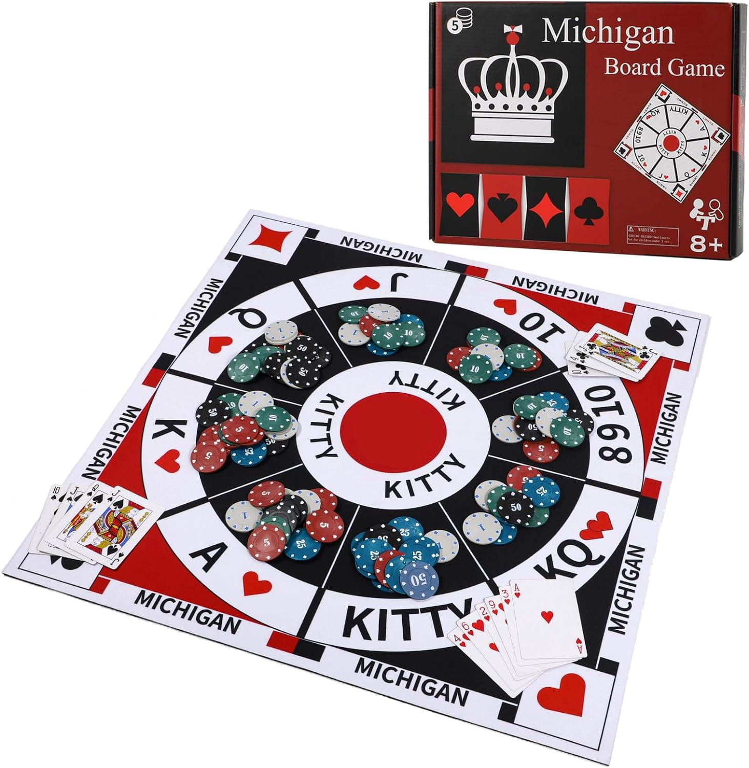 Michigan Rummy Board Game Set Tripoley Game Felt Mat Foldable