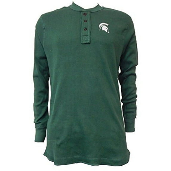 Michigan Spartan Adult Men Waffle-Knit Thermal Long Sleeve Henley T-Shirt (Size XL)