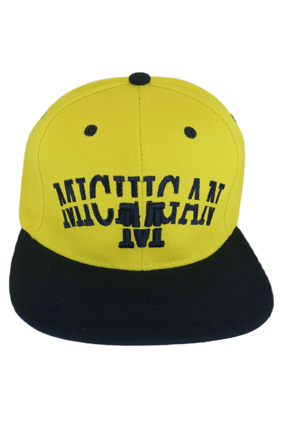 Michigan Split Font Snapback Baseball Cap (Gold/Navy)