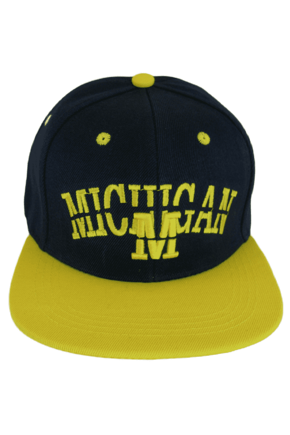 Michigan Split Font Snapback Baseball Cap (Navy/Gold)