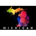 thumbnail image 1 of Michigan, State Abstract Watercolor, Black Background (12x18 Wall Art Poster, Room Decor), 1 of 3