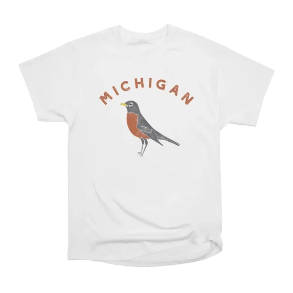 Michigan State Bird American Robin T-Shirt Tee Gift For Him Merch For Her Apparel For Frie