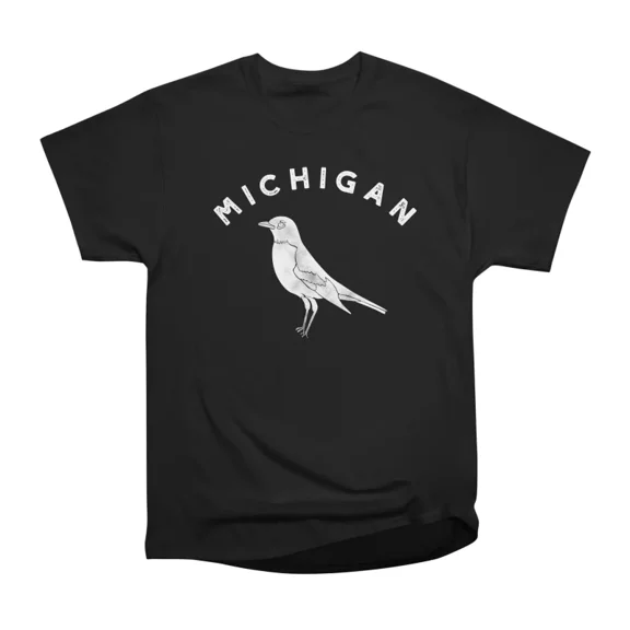 Michigan State Bird American Robin White Graphic T-Shirt Tee Gift For Him Merch For Her Ap