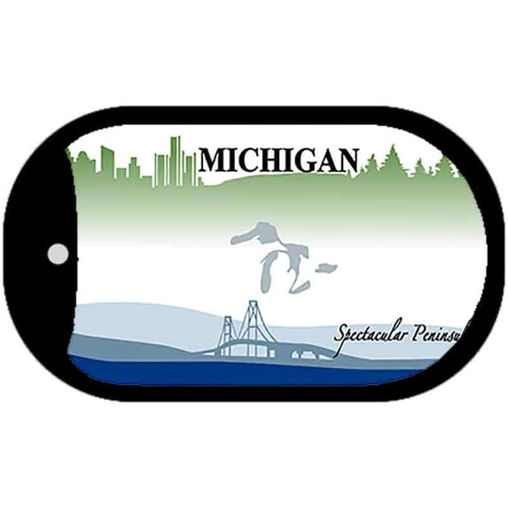 Michigan State Blank Novelty Metal Dog Tag Necklace DT-2803 2" x 1" Dog Tag (DT)