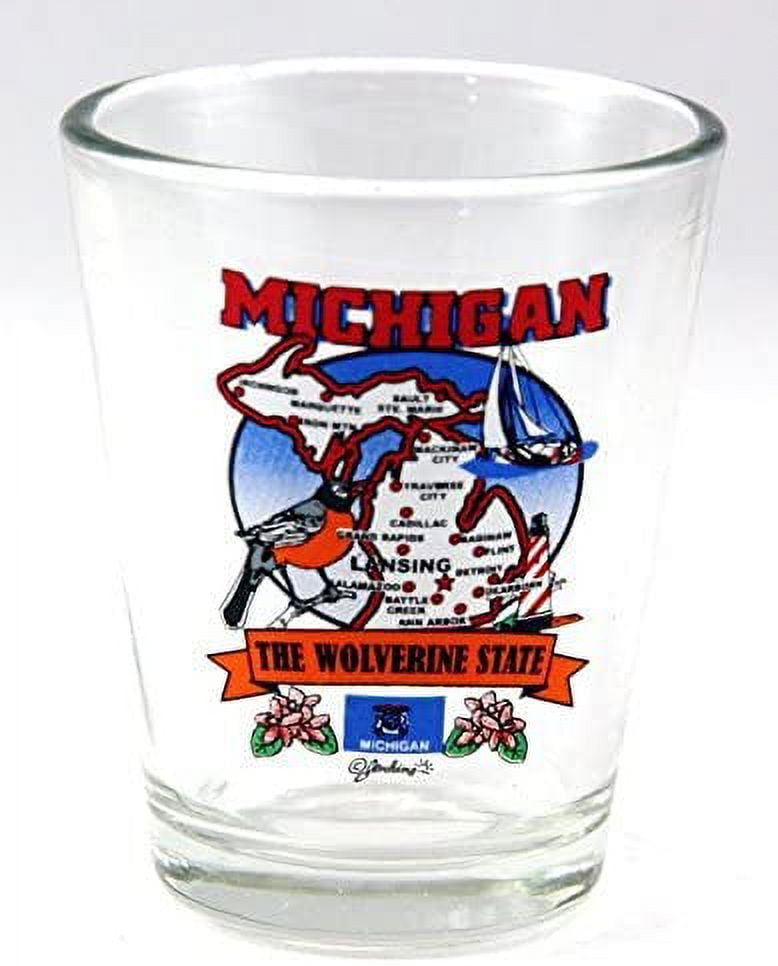 Maine State Elements Map Shot Glass - Souvenir Collectible 2.25 Inch Tall