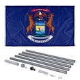 thumbnail image 1 of Michigan State Flag and 20ft Flagpole with PVC Ground Insert Included - 3ft x 5ft Knitted Polyester Flag, State Flag Collection, Flag Printed in The USA, 1 of 5