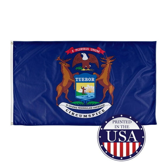 Michigan State Flag - 3ft x 5ft Knitted Polyester, State Flag Collection, Made in The USA