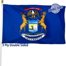 Michigan State Flag 3x5 ft, 3 Ply Double Sided Durable Polyester MI Flag with Vibrant Print/4 Rows Hemming/Brass Grommets