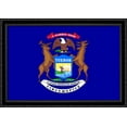 thumbnail image 1 of Michigan State Flag Art 40x28 Large Black Ornate Wood Framed Canvas Art, 1 of 2