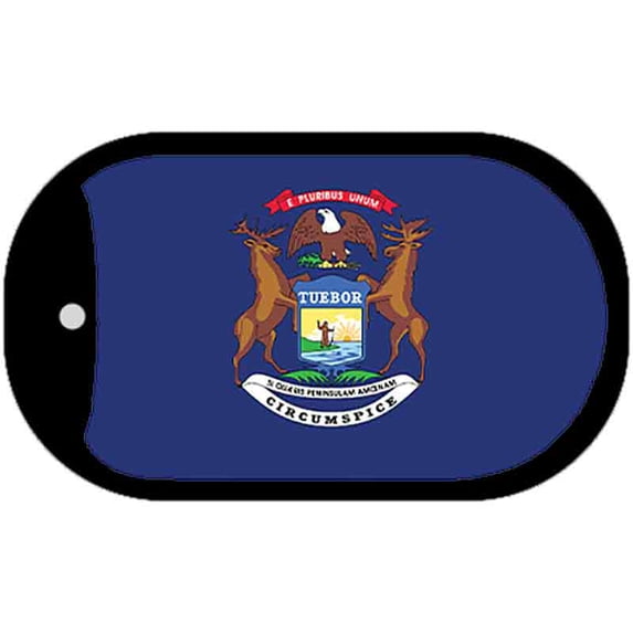 Michigan State Flag Metal Novelty Dog Tag Necklace DT-3586 2" x 1" Dog Tag (DT)