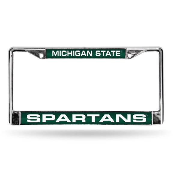 Michigan-St-Spartan's Chrome Metal Laser Cut License Plate Frame