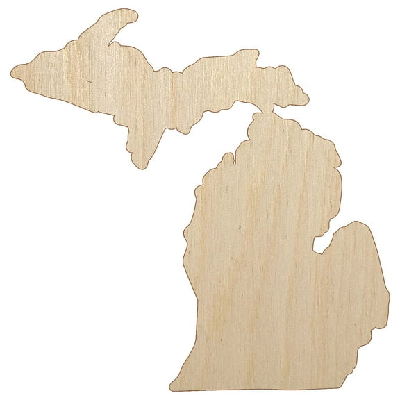 Michigan State Silhouette Wood Shape Unfinished Piece Cutout Craft DIY Projects - 4.70 Inch Size - 1/8 Inch Thick