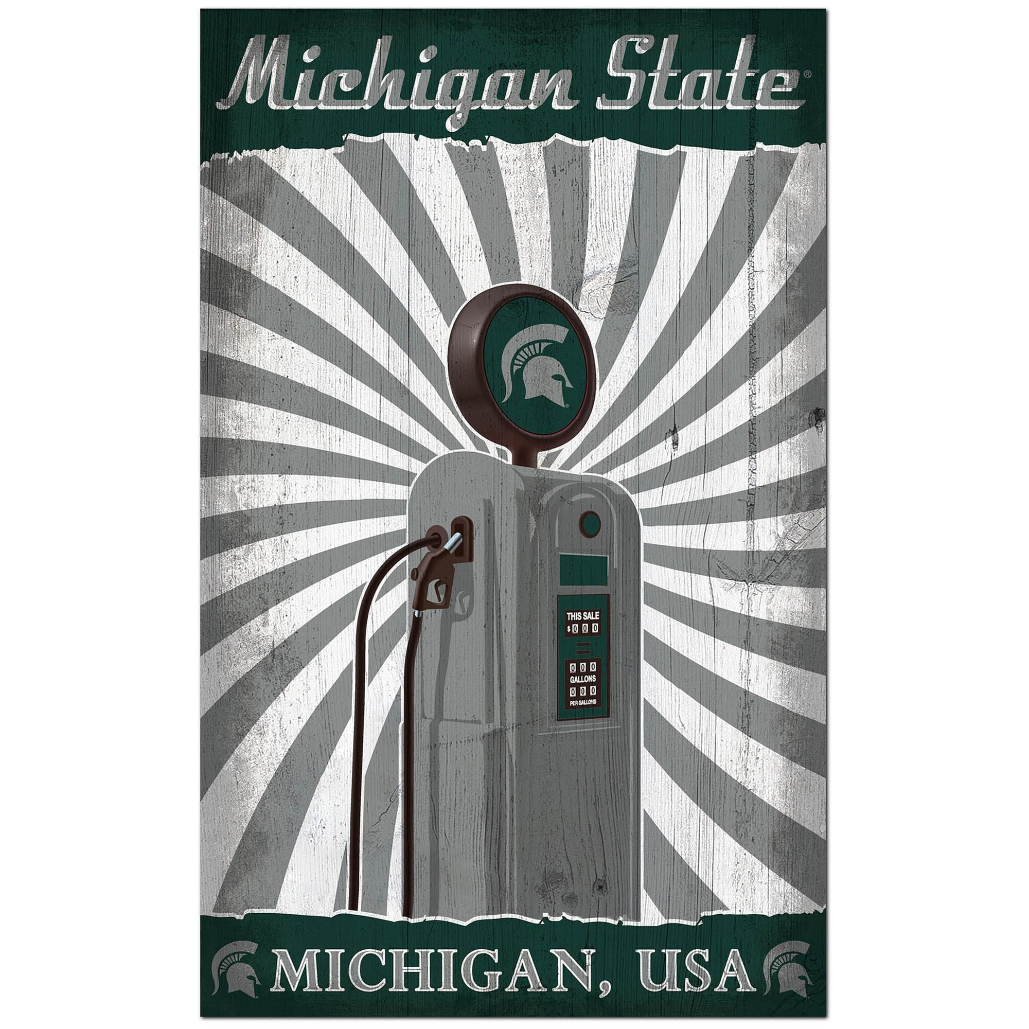 Michigan State Spartans 11'' x 19'' Retro Pump Location Sign