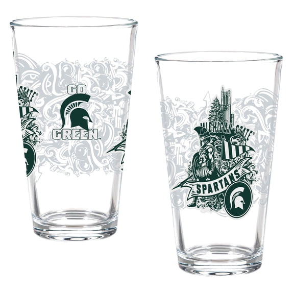 Michigan State Spartans Hometown Series 16oz Pint Glass 2-Piece Set with Gift Box