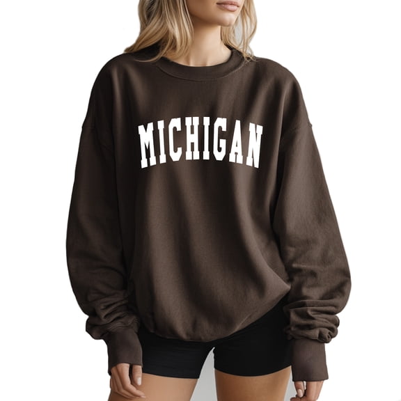 Michigan State Sweatshirt Women Long Sleeve Fashion Graphic Shirts Cozy Weather Lover Pullover Tops
