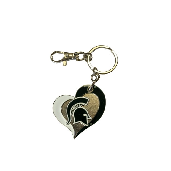Michigan State Swirl Heart Keychain