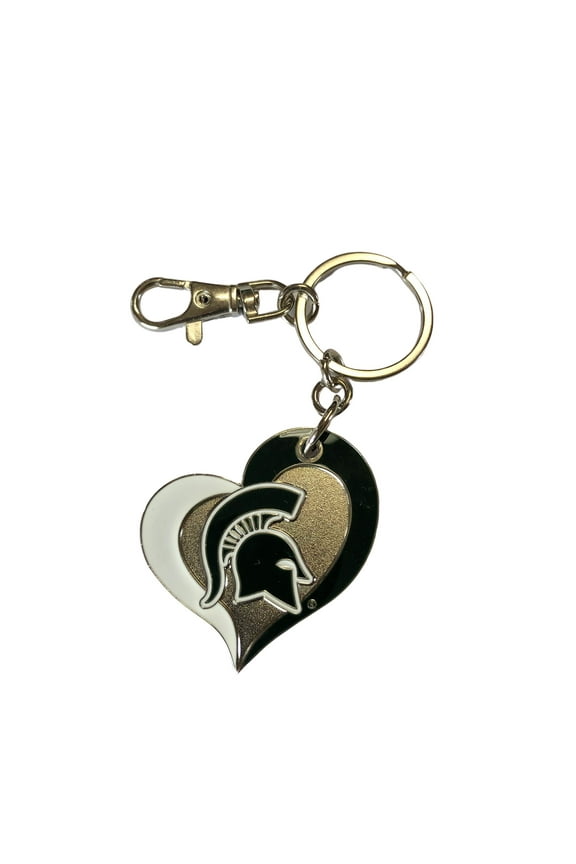 Michigan State Swirl Heart Keychain