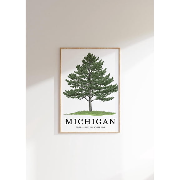 Michigan State Tree Poster: Eastern White Pine Botanical Art, Unframed Poster Size 8x12