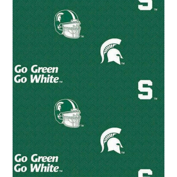 Michigan State University Cotton Fabric Allover Herringbone Design-Sold by the Yard
