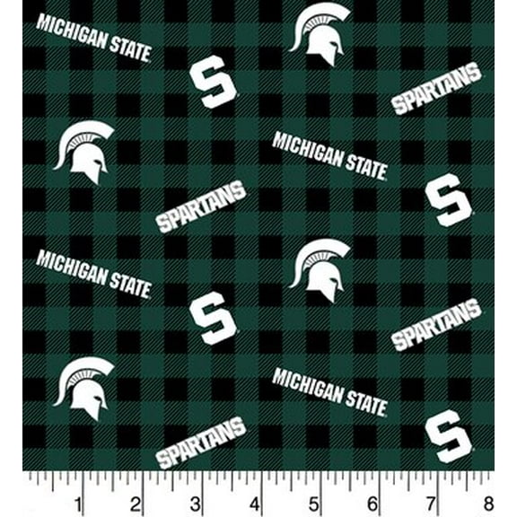 Michigan State University Cotton Fabric-Sold by the Yard-Buffalo Plaid Design