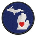 thumbnail image 1 of Michigan State with Heart Applique Multi-Color Embroidered Hook & Loop Patch - 2.0 Inch Mini, 1 of 5