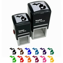 Michigan State with Heart Self-Inking Rubber Stamp Ink Stamper - Black Ink - Small 1 Inch