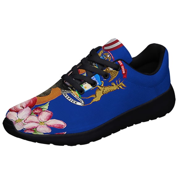 Michigan Stte Robin Bird and Apple Blossom Flower Shoes Sneakers Black Size 3.5