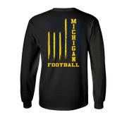 Michigan Team Colors Football American Flag Unisex Long Sleeve T-shirt Graphic Tee-Black-xl