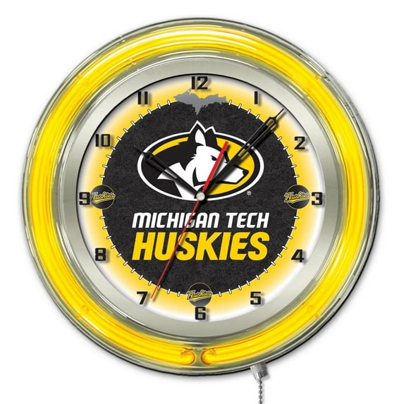 Michigan Tech University 19" Double Neon Wall Clock