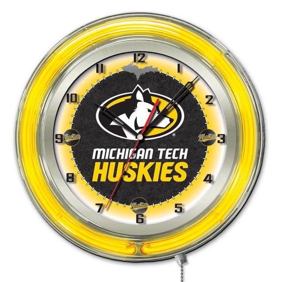 Michigan Tech University 19" Double Neon Wall Clock