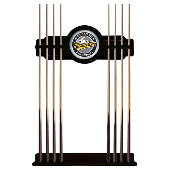 Michigan Tech University Solid Wood Cue Rack with a Black Finish