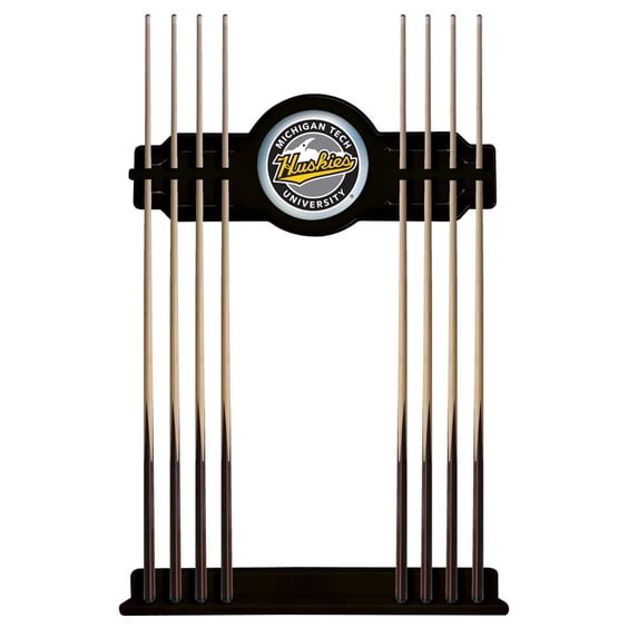 Michigan Tech University Solid Wood Cue Rack with a Black Finish