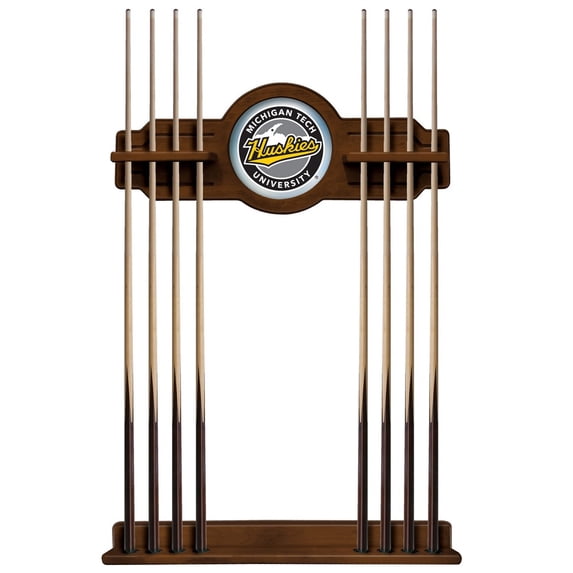 Michigan Tech University Solid Wood Cue Rack with a Chardonnay Finish